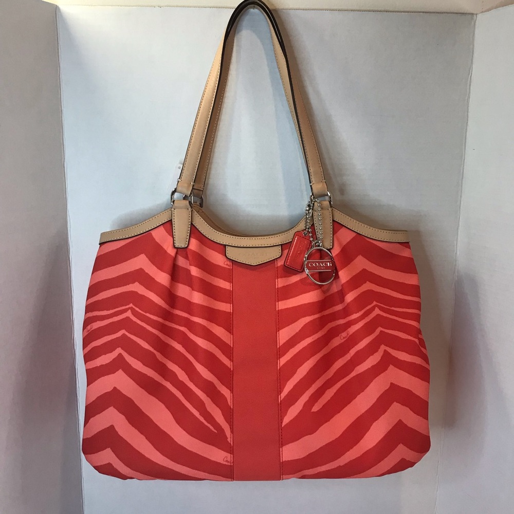 Coach signature Devin Stripe Zebra Print Shoulder Bag